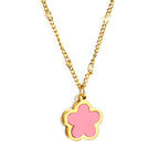 Ketting met witte bloemenhanger van roestvrij staal