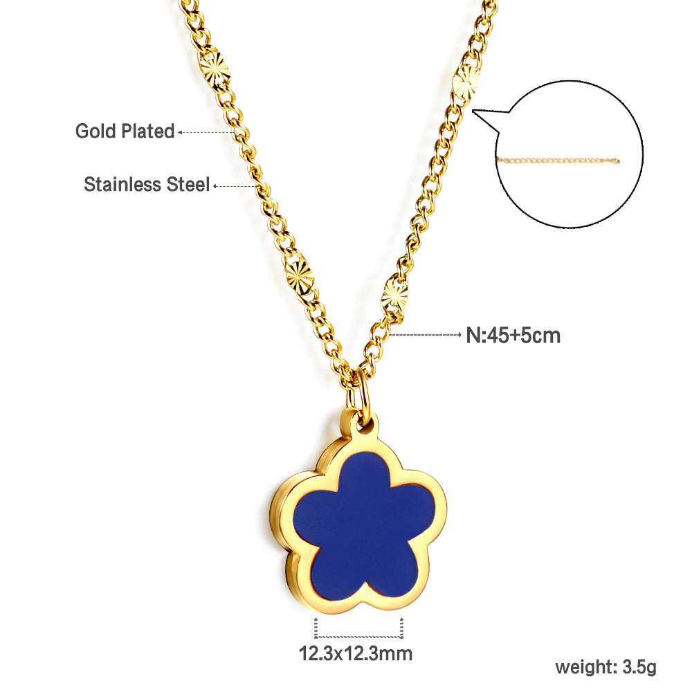 Stainless Steel White Flower Pendant Necklace