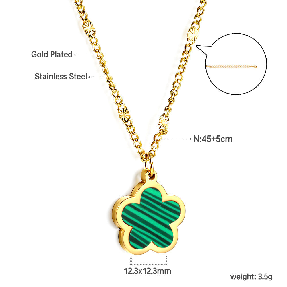 Ketting met witte bloemenhanger van roestvrij staal