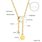 Witte schelp perzikbloesem ketting met diamanten hanger