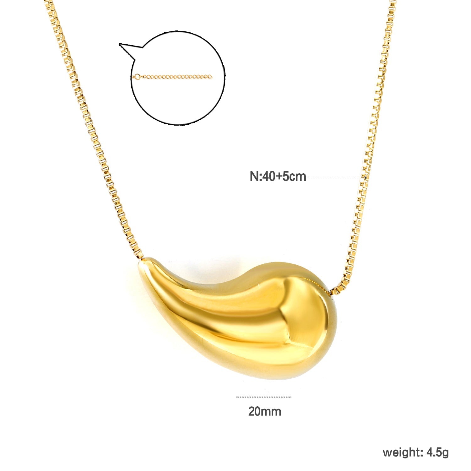 Waterdruppel ovale hanger ketting