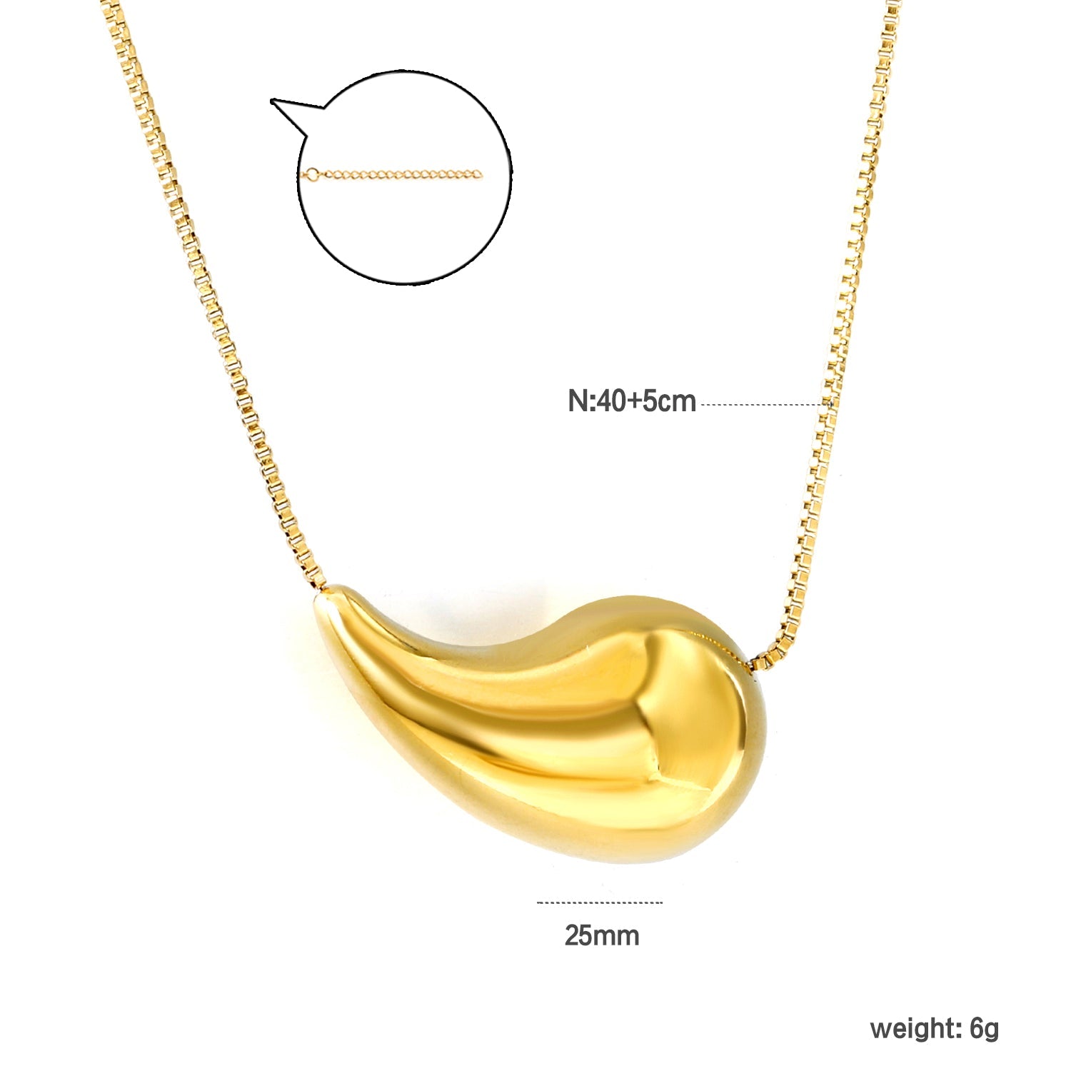 Waterdruppel ovale hanger ketting