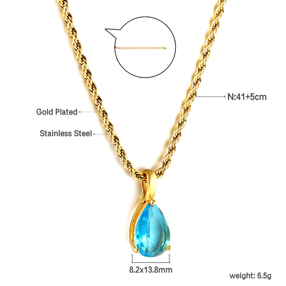 Ketting met veelkleurige traanvormige hanger