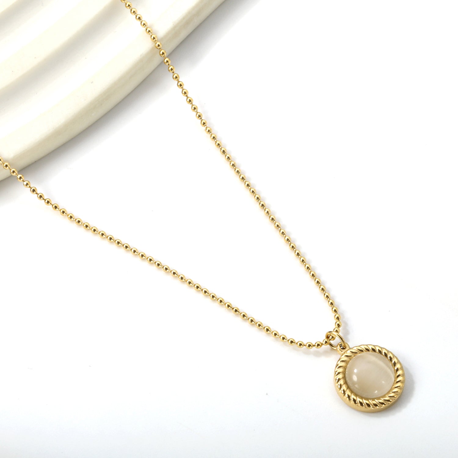 Kattenoog ronde gedraaide hanger ketting