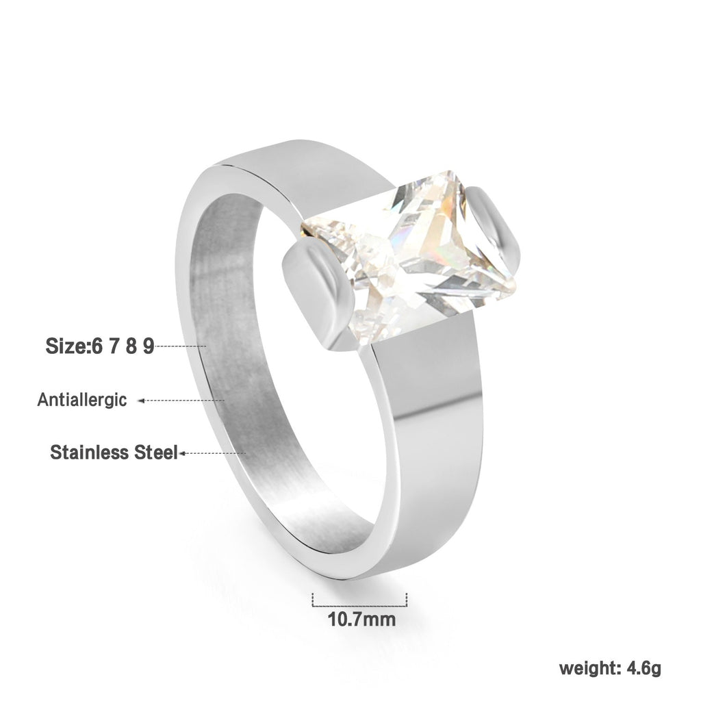 Vierkante solitaire ring met witte diamanten