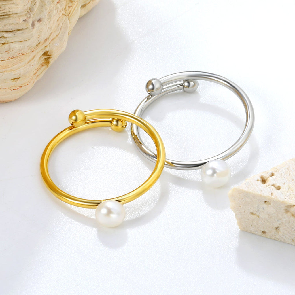 Verstelbare ring met zoetwaterparels