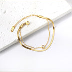 Dubbele ketting met witte diamanten armband