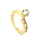 Claw Buckle Zirconia Mini Ring in gold-plated stainless steel, delicate and elegant design for women