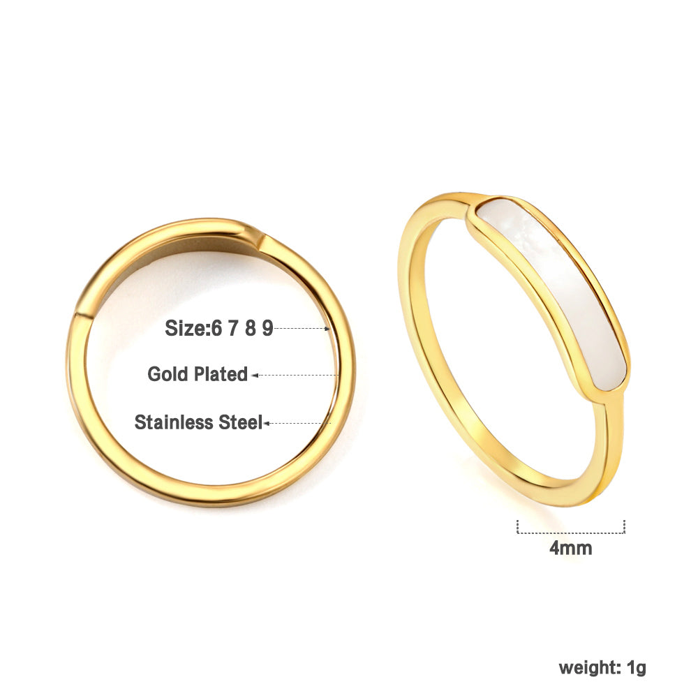 Moeder van parelmoer witte schelp ring