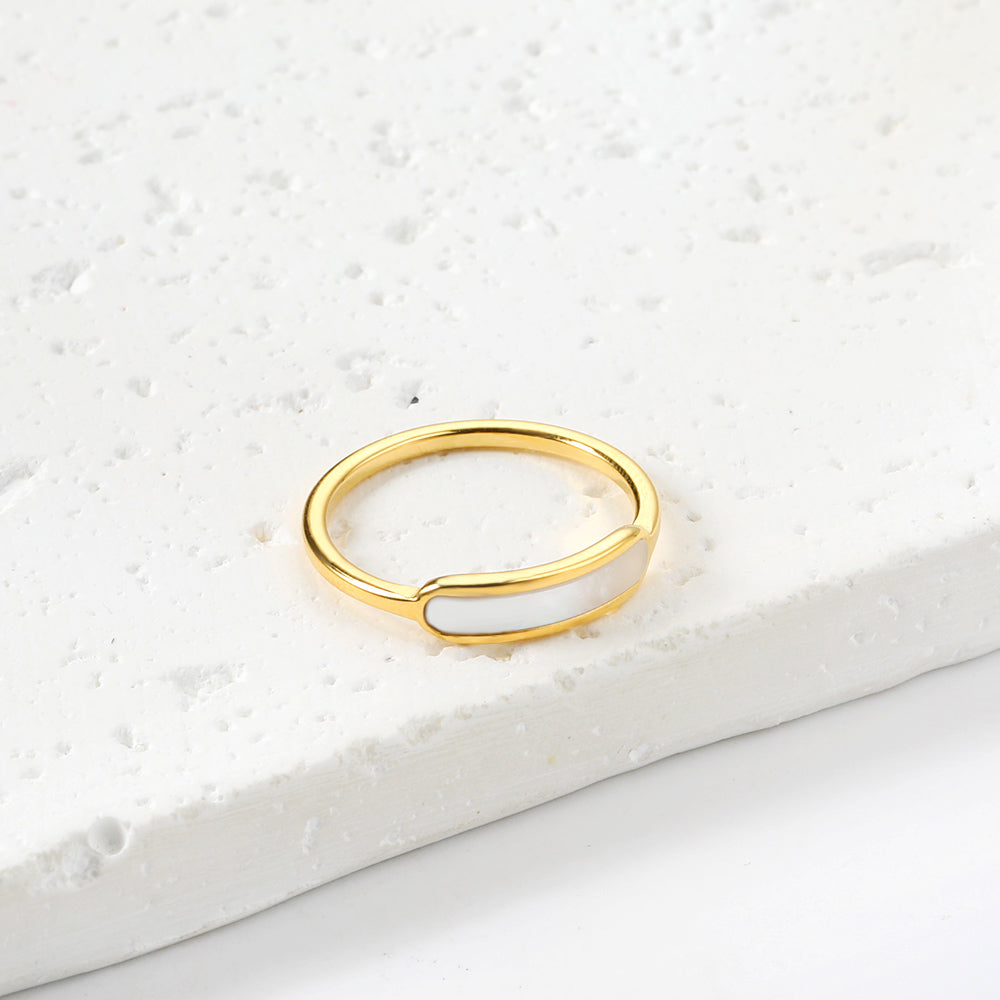 Moeder van parelmoer witte schelp ring