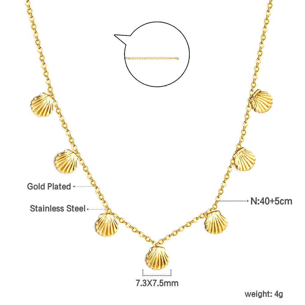 Ensemble de colliers à breloques – Coquillage, cerise, couronne et libellule