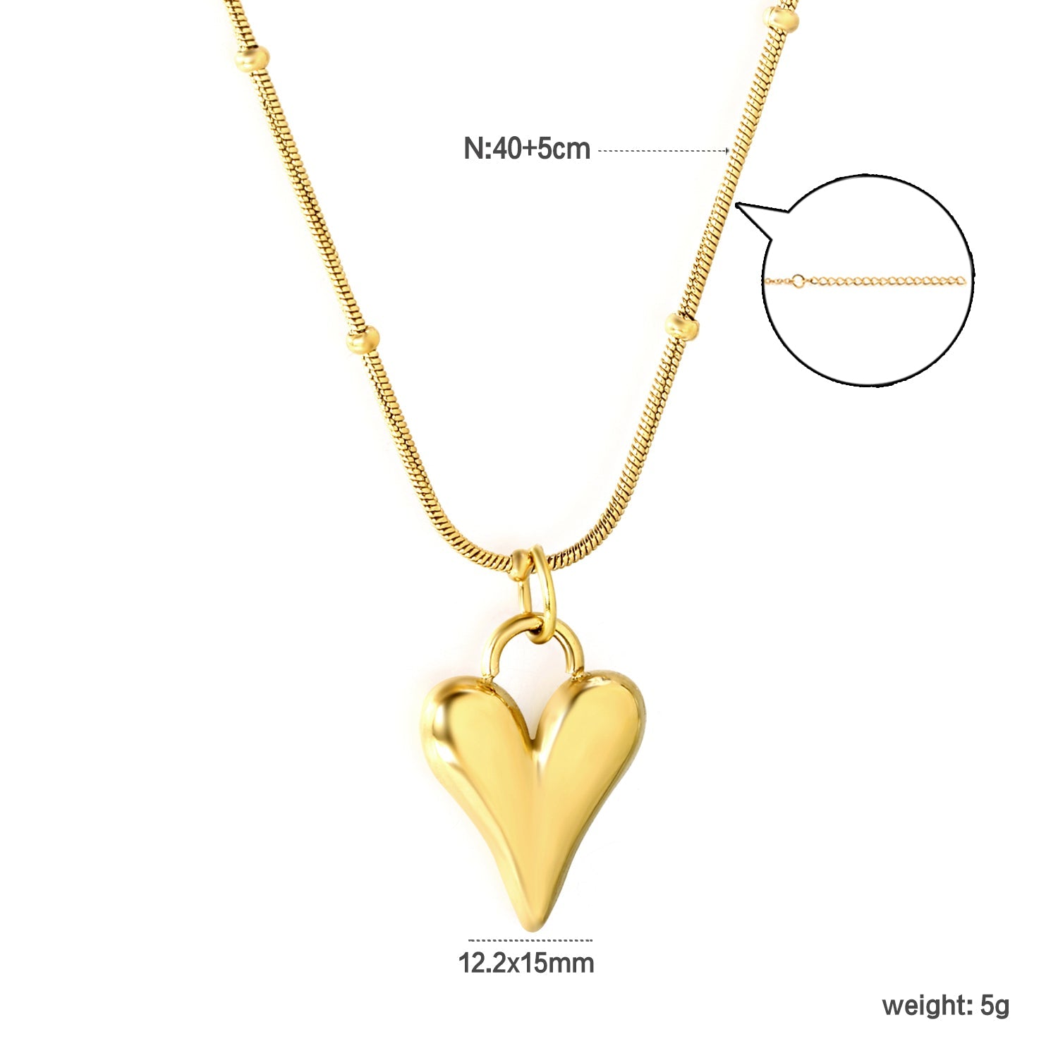 Stainless Steel Pointed Heart Pendant Necklace