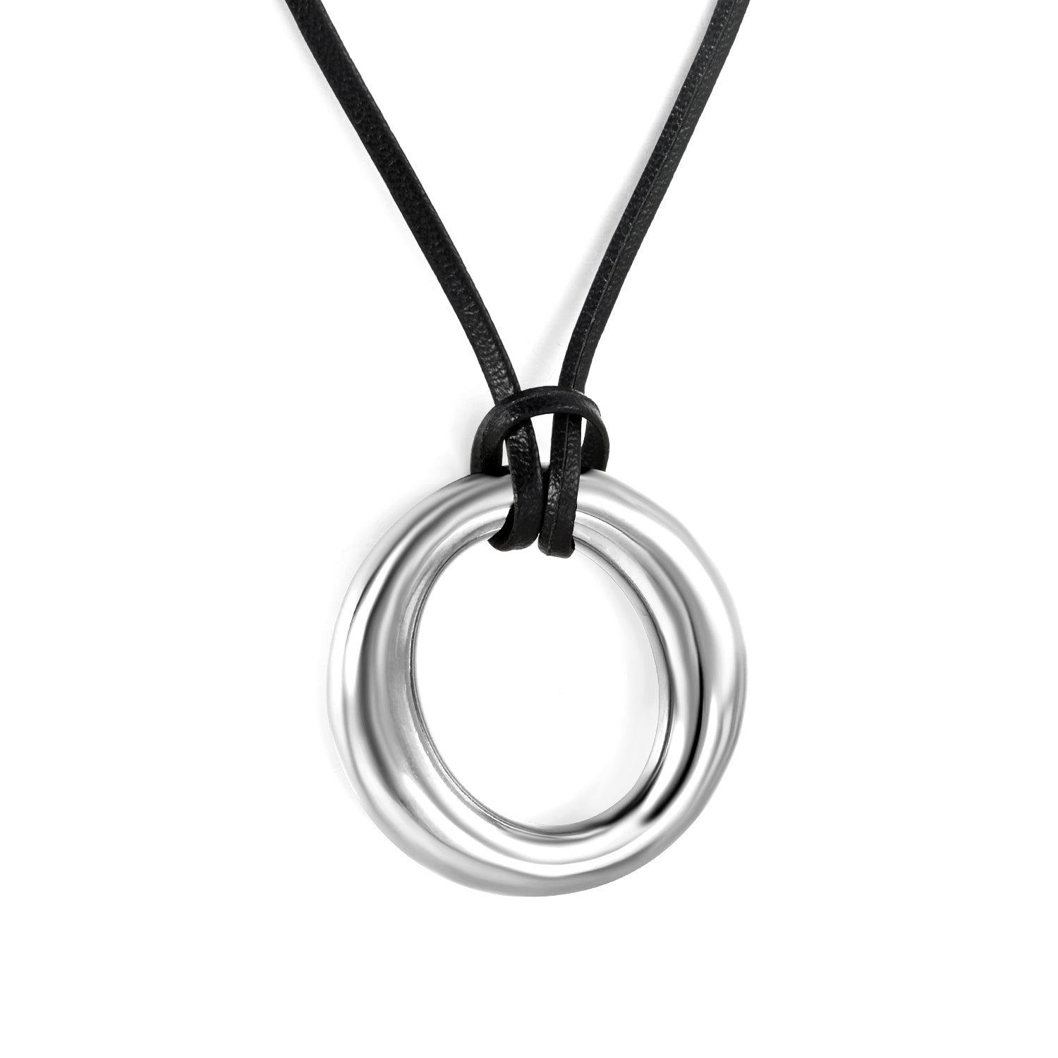 Holle cirkel hanger leren band ketting
