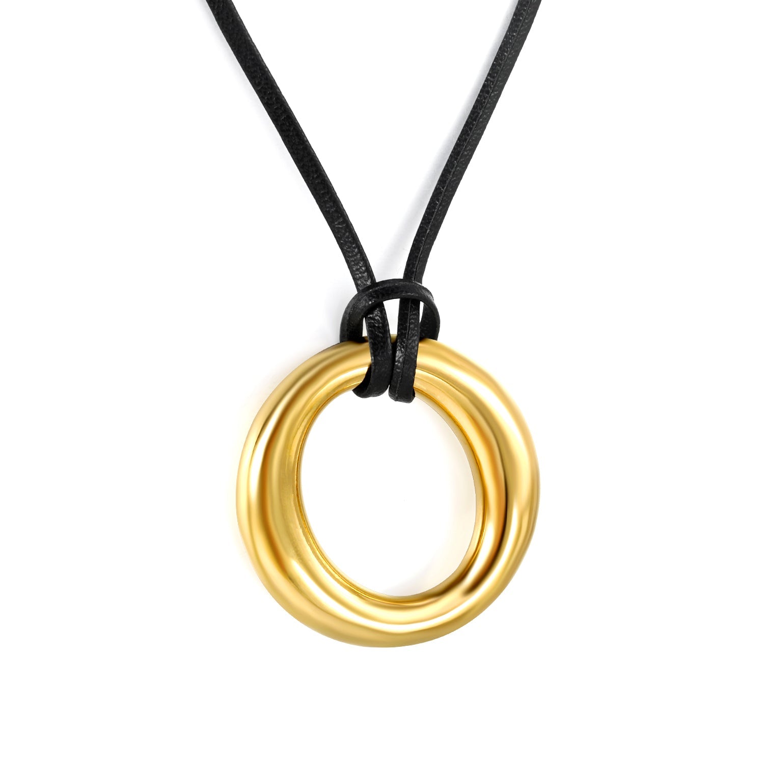 Holle cirkel hanger leren band ketting