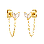 Grass Bud Zirconium Cross Chain Earrings