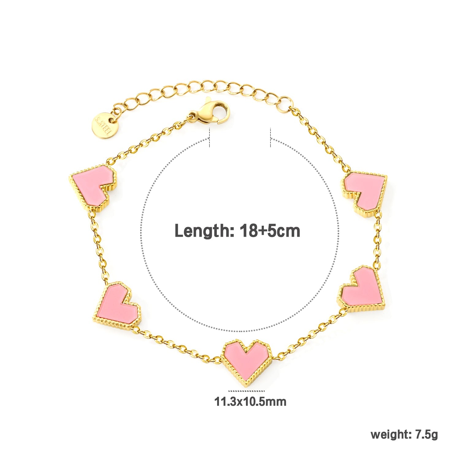 Hartvormige armband van acryl en schelp