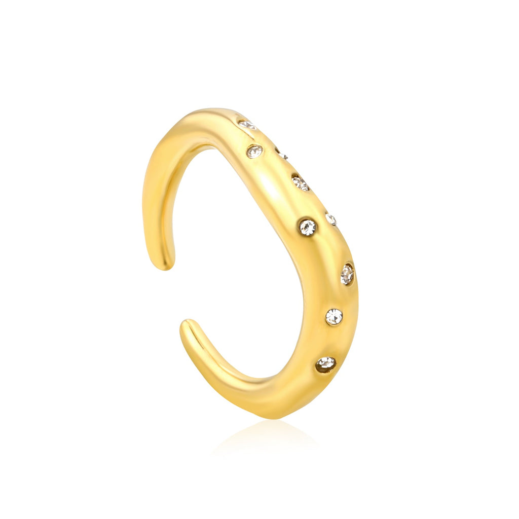 Gold-tone flower-shaped ring with multi-color gemstones by JSC Jewelry