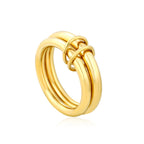 Double-Loop Intertwined Ring in gold-plated stainless steel, modern stackable design for everyday wear