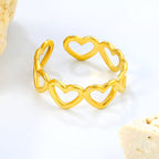Vintage Matte Golden Adjustable Ring