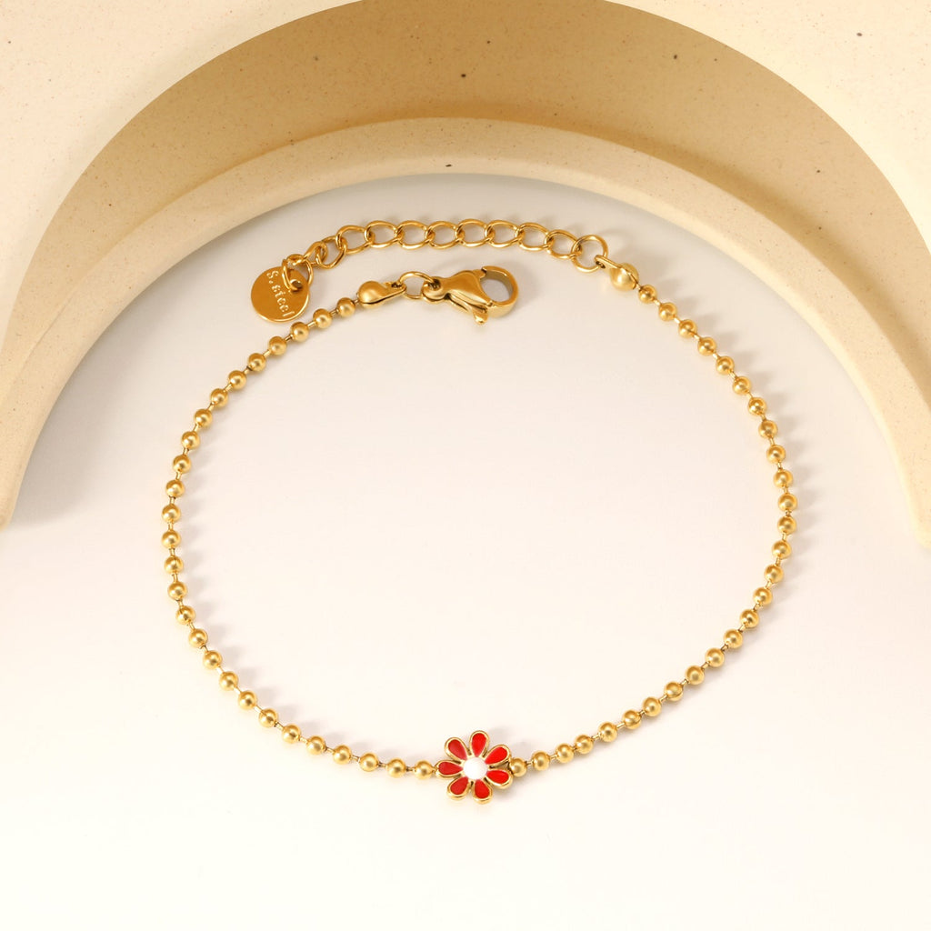 Zes-bloemblaadjes bloem olie druppel armband