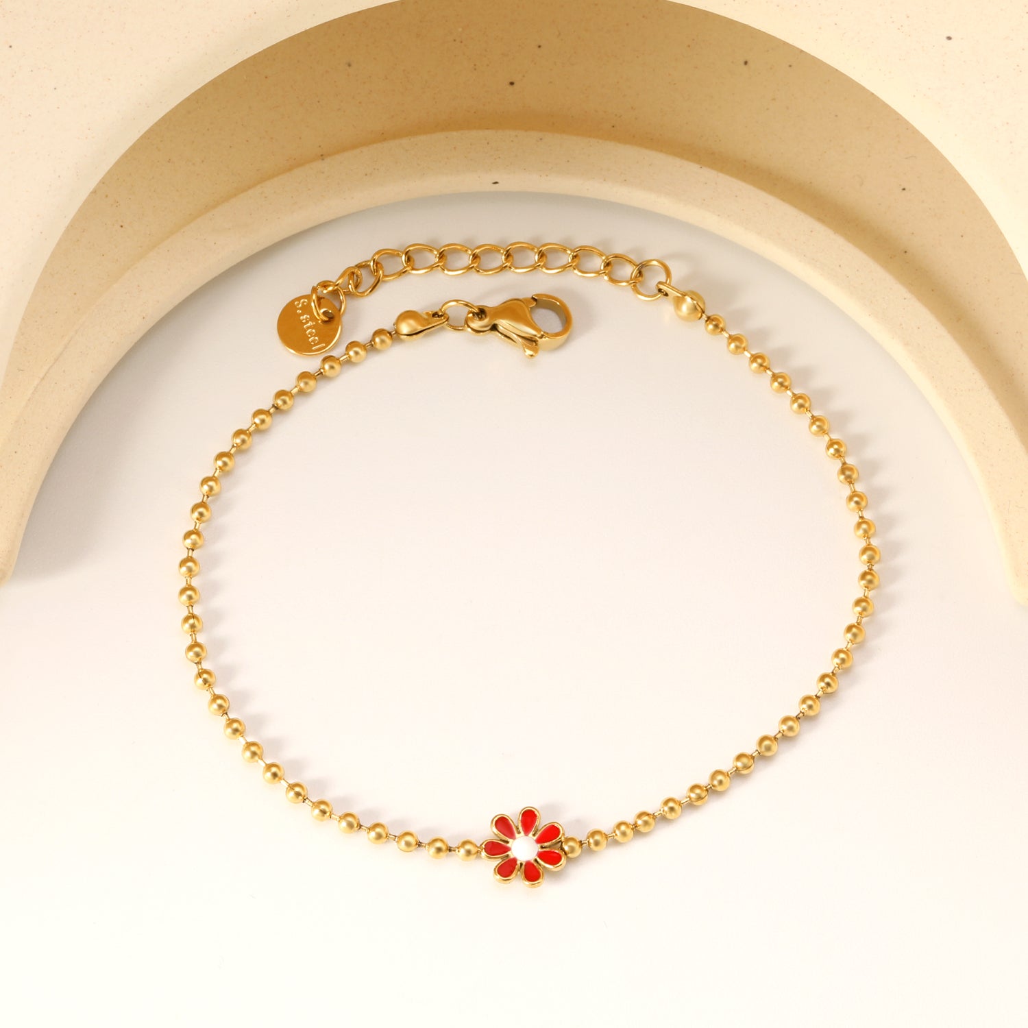 Zes-bloemblaadjes bloem olie druppel armband