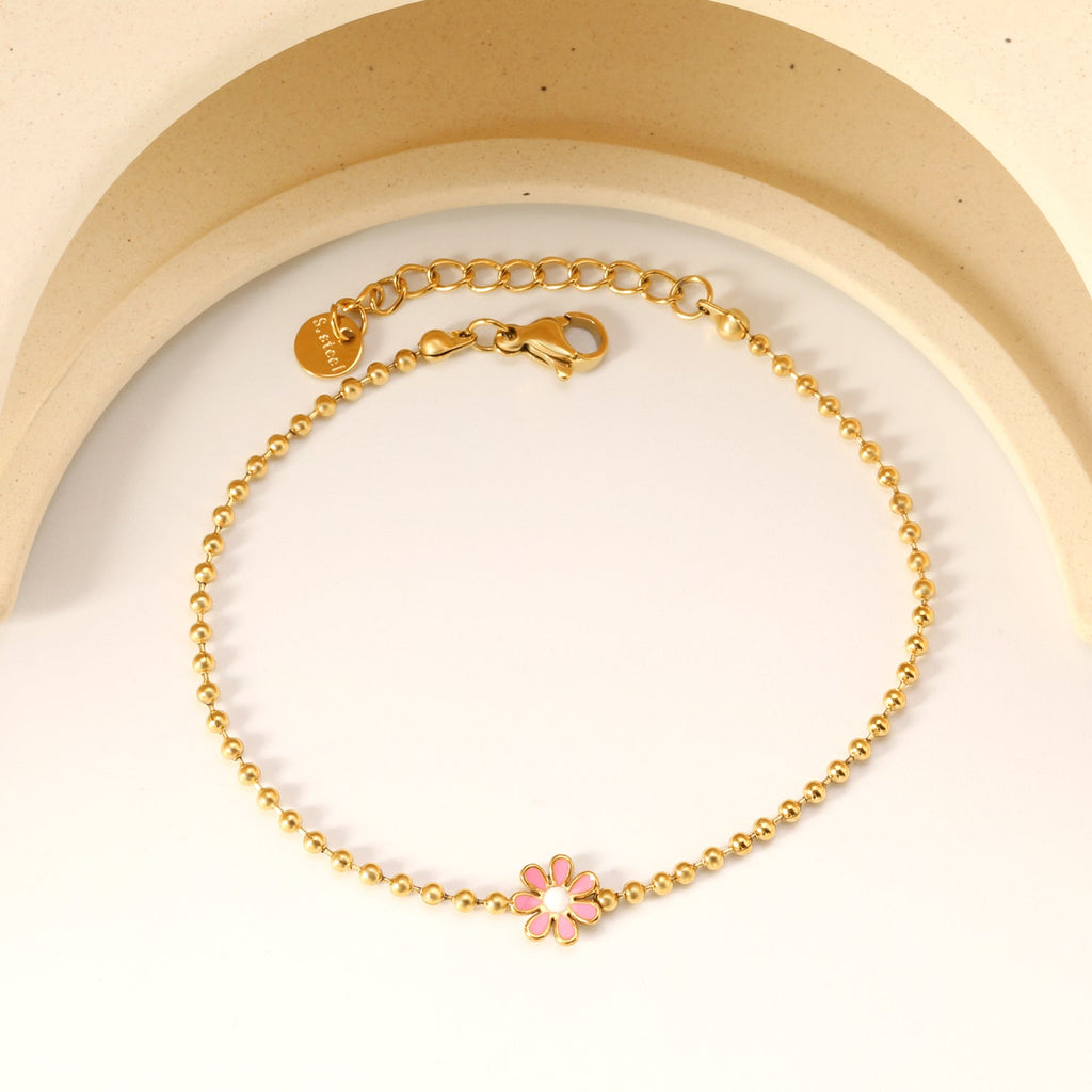 Zes-bloemblaadjes bloem olie druppel armband