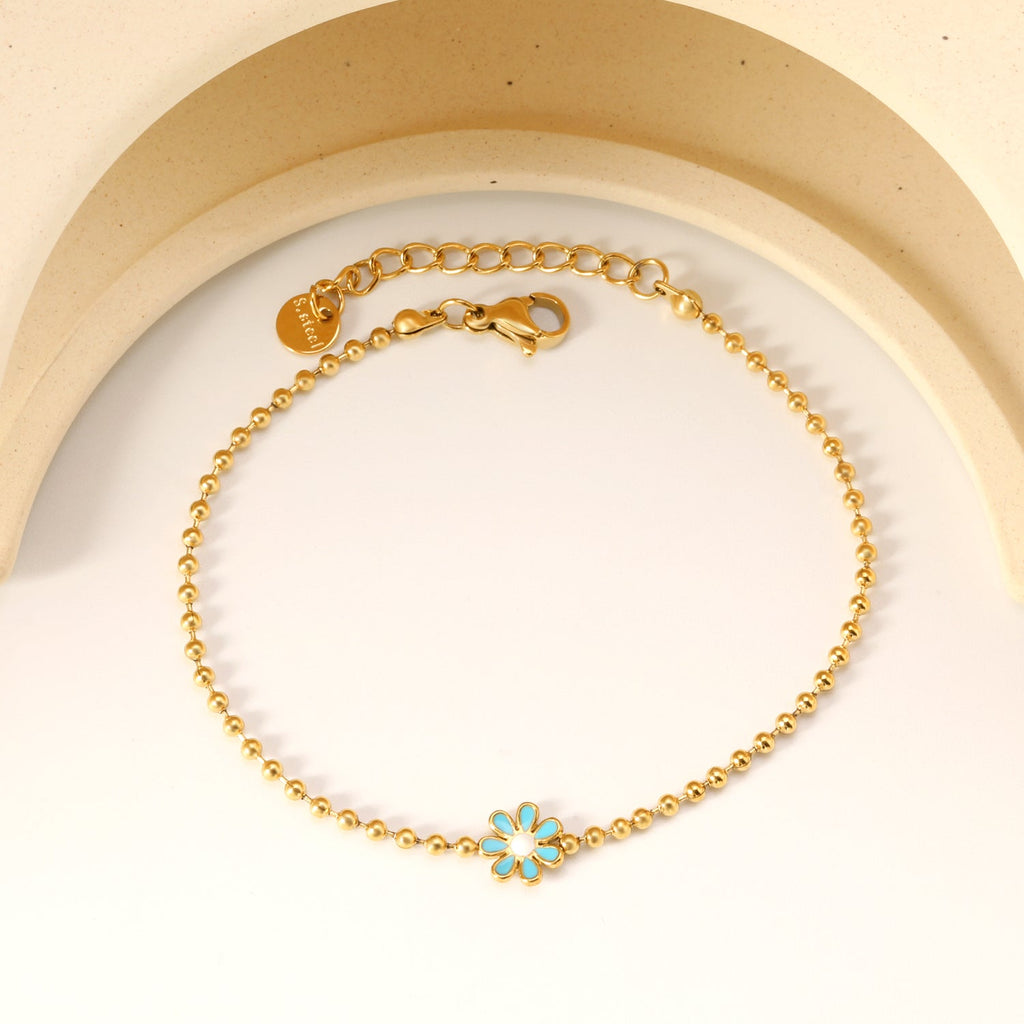 Zes-bloemblaadjes bloem olie druppel armband