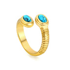 Two Oval Turquoise Open-End Rings