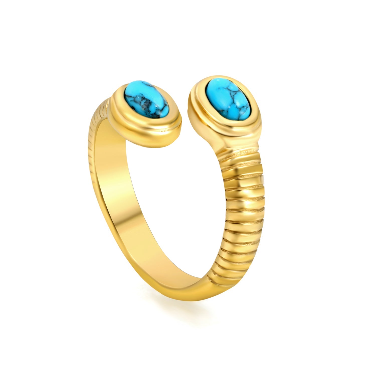 Twee ovale turquoise open ringen