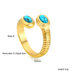 Two Oval Turquoise Open-End Rings