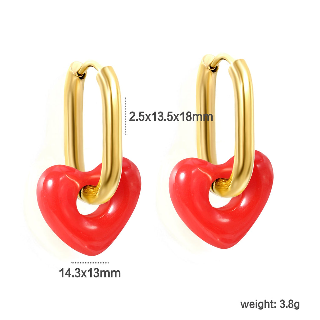 Dikke ovale en hars hartvormige oorbellen