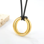 Holle cirkel hanger leren band ketting