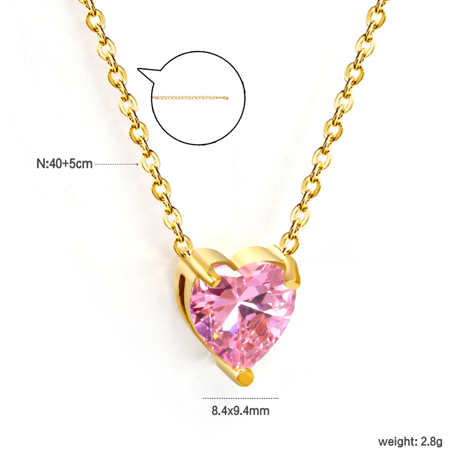 Hartvormige zirkoon hanger ketting