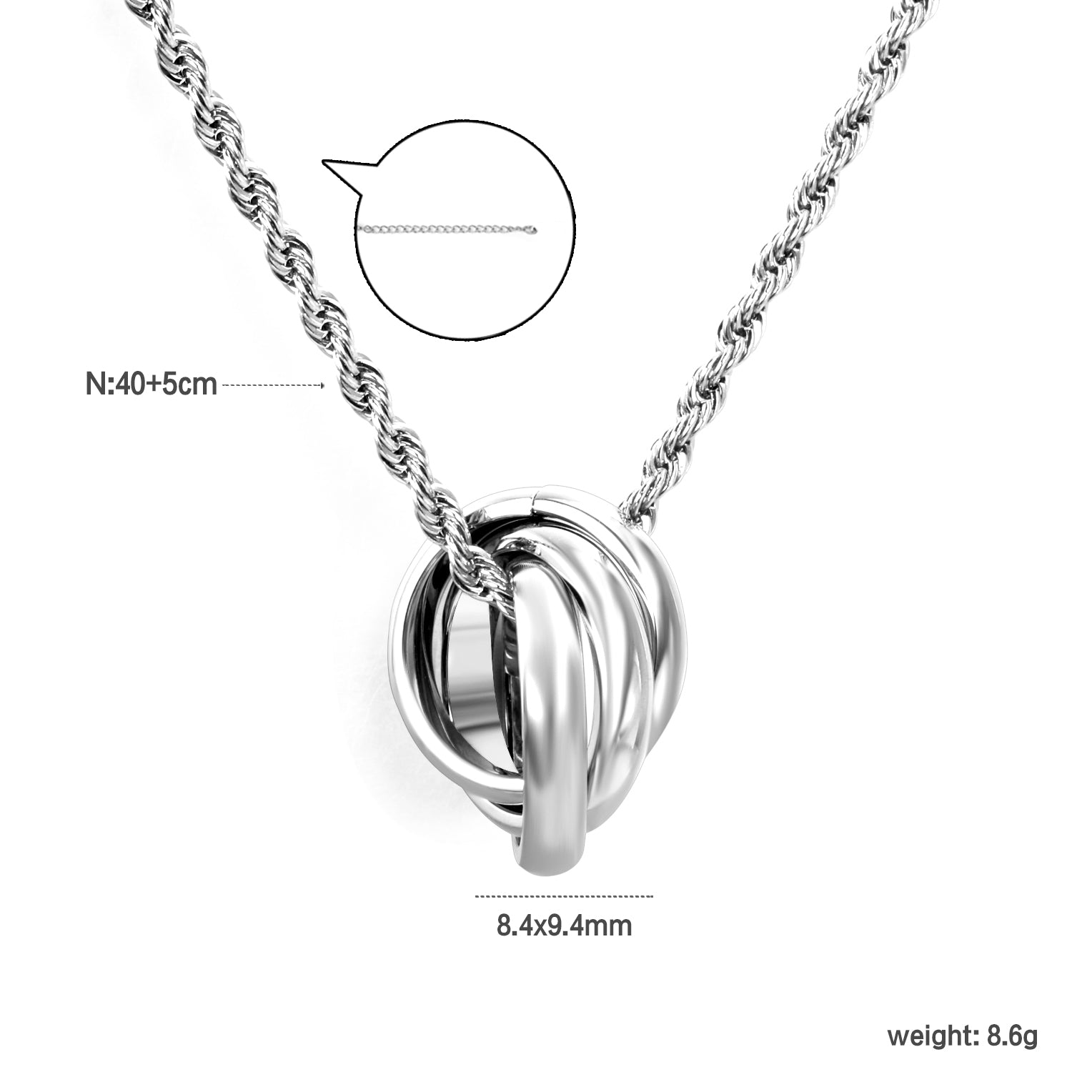 Kleine vierzijdige molenhanger ketting