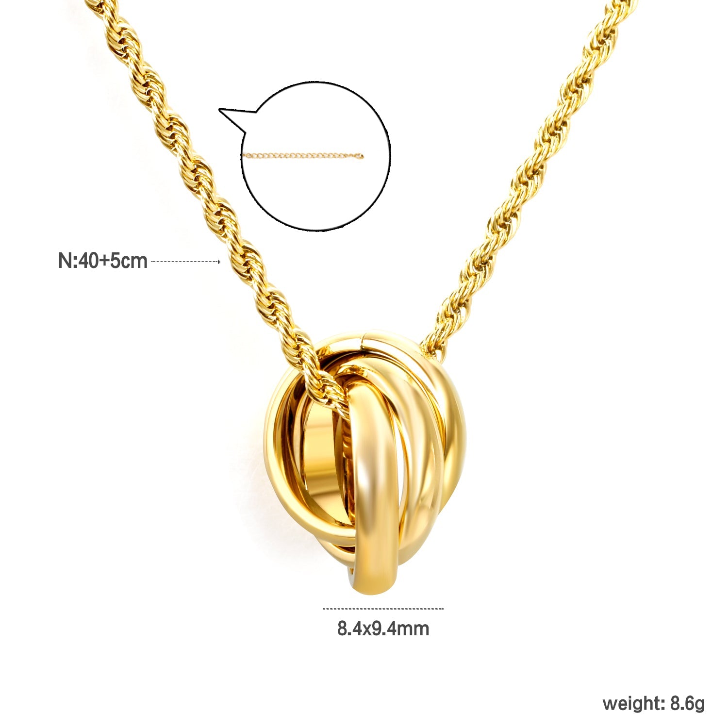 Kleine vierzijdige molenhanger ketting