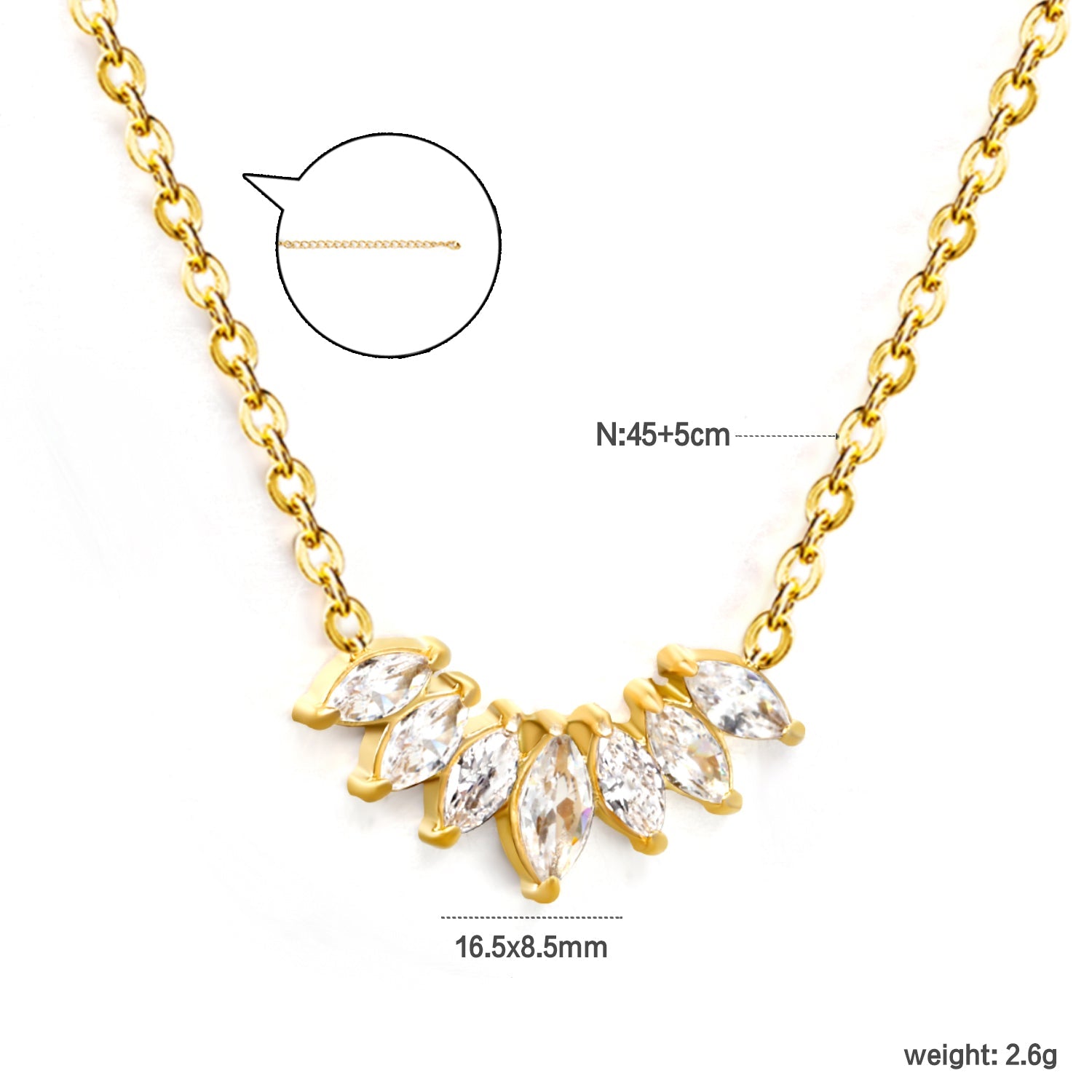 Ketting met diamanten en zirkonium hanger