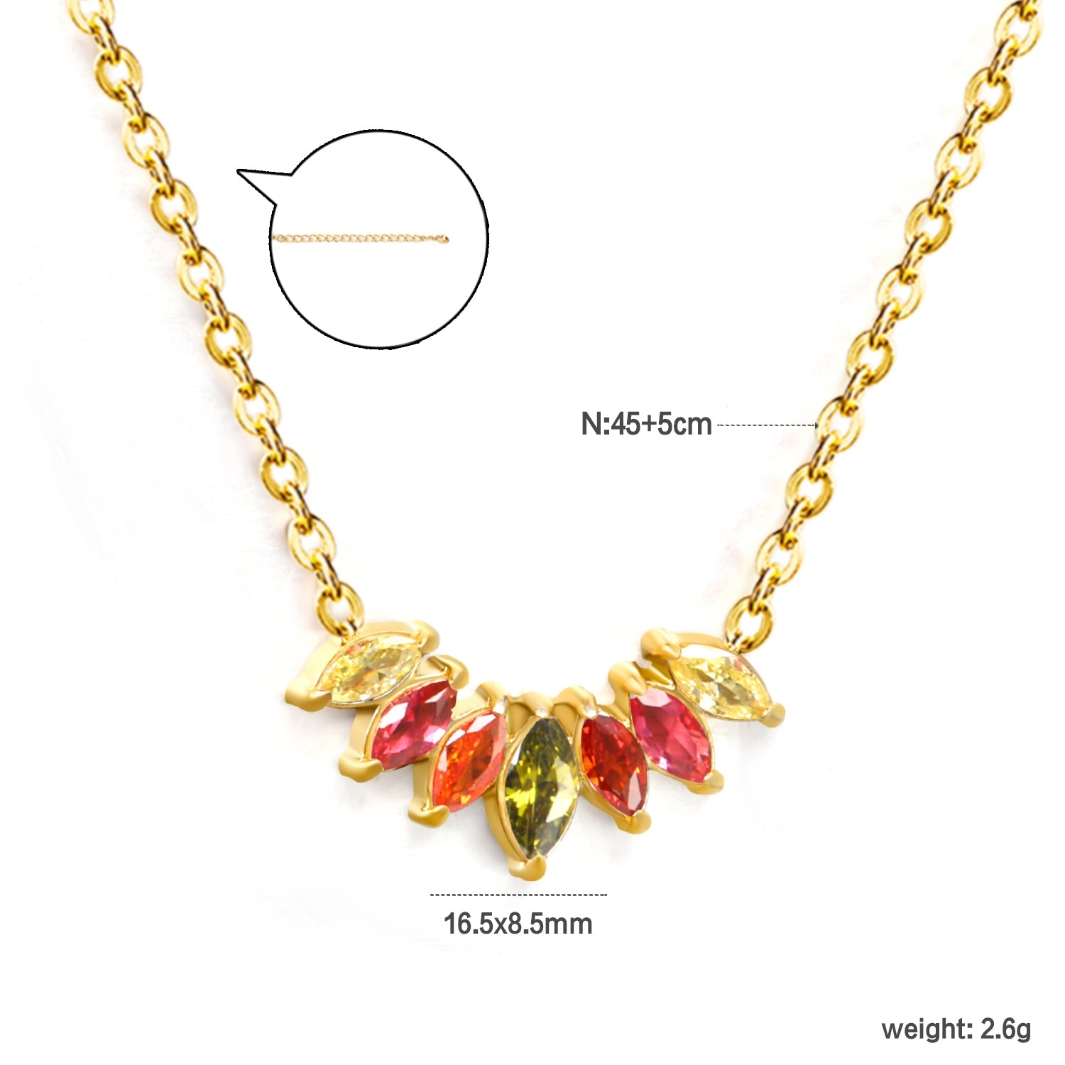 Ketting met diamanten en zirkonium hanger