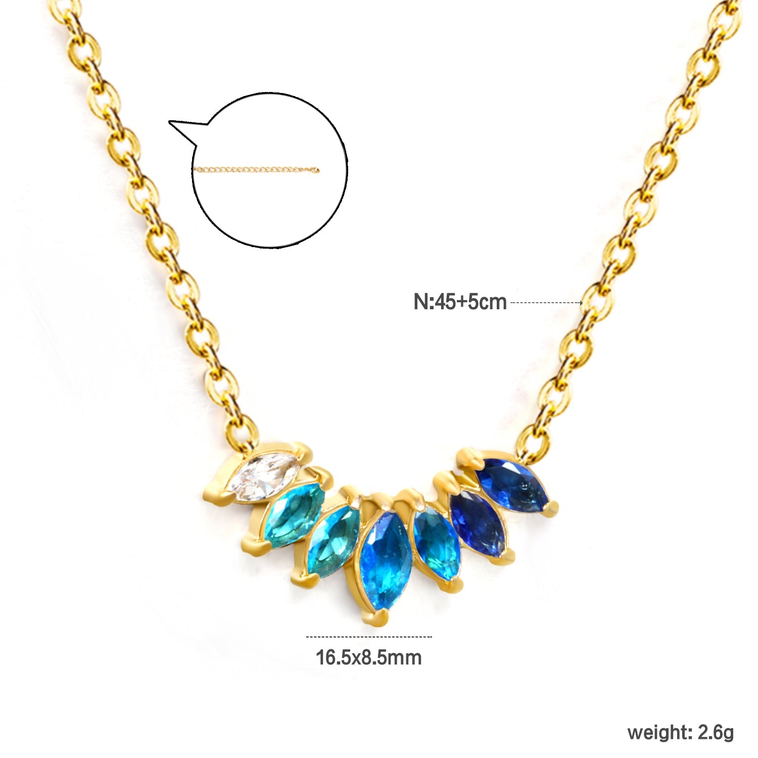 Ketting met diamanten en zirkonium hanger