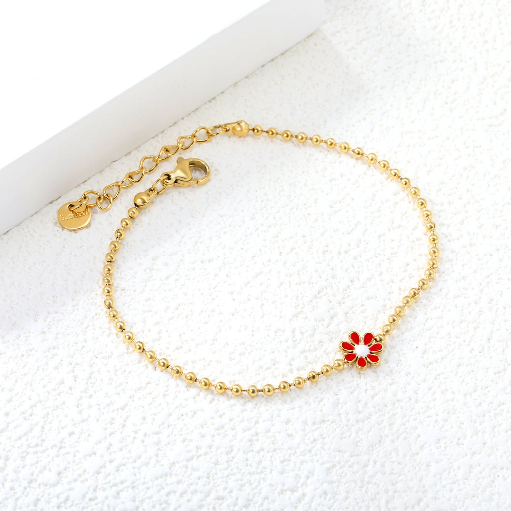 Zes-bloemblaadjes bloem olie druppel armband