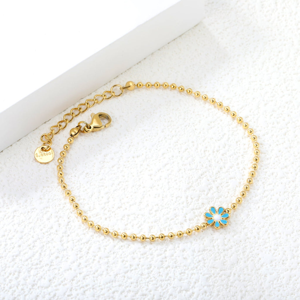 Zes-bloemblaadjes bloem olie druppel armband