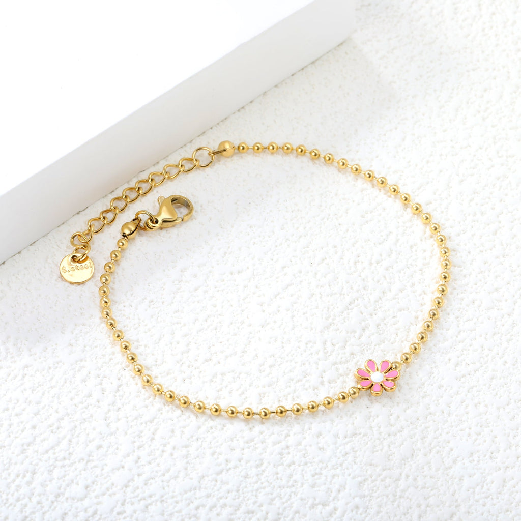 Zes-bloemblaadjes bloem olie druppel armband