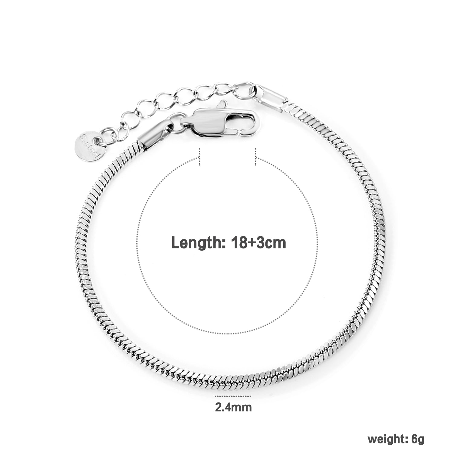 Bracelet chaîne en os de serpent carré