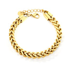W 6mm Chain Bracelet in gold or rose gold-plated stainless steel with 6mm round end tag, elegant and versatile design for men and women