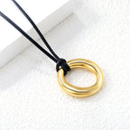 Holle cirkel hanger leren band ketting
