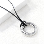 Holle cirkel hanger leren band ketting