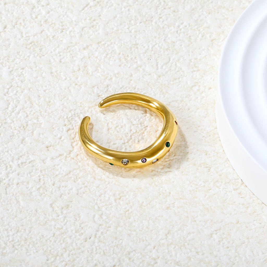 Multi-Color Flower Open Ring