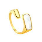 Gouden open ring met rechthoekige parelmoer inleg