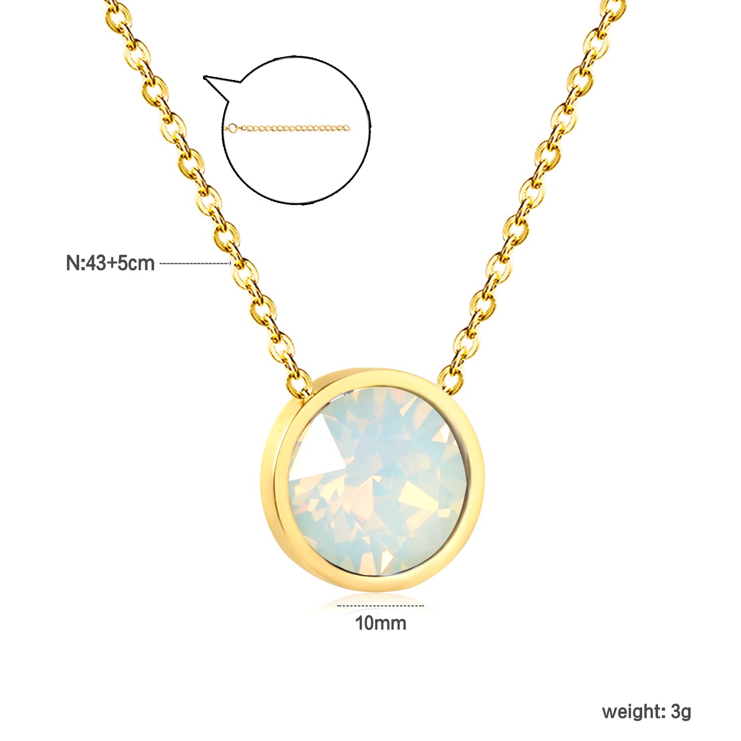 Ronde veelkleurige opaal hanger ketting