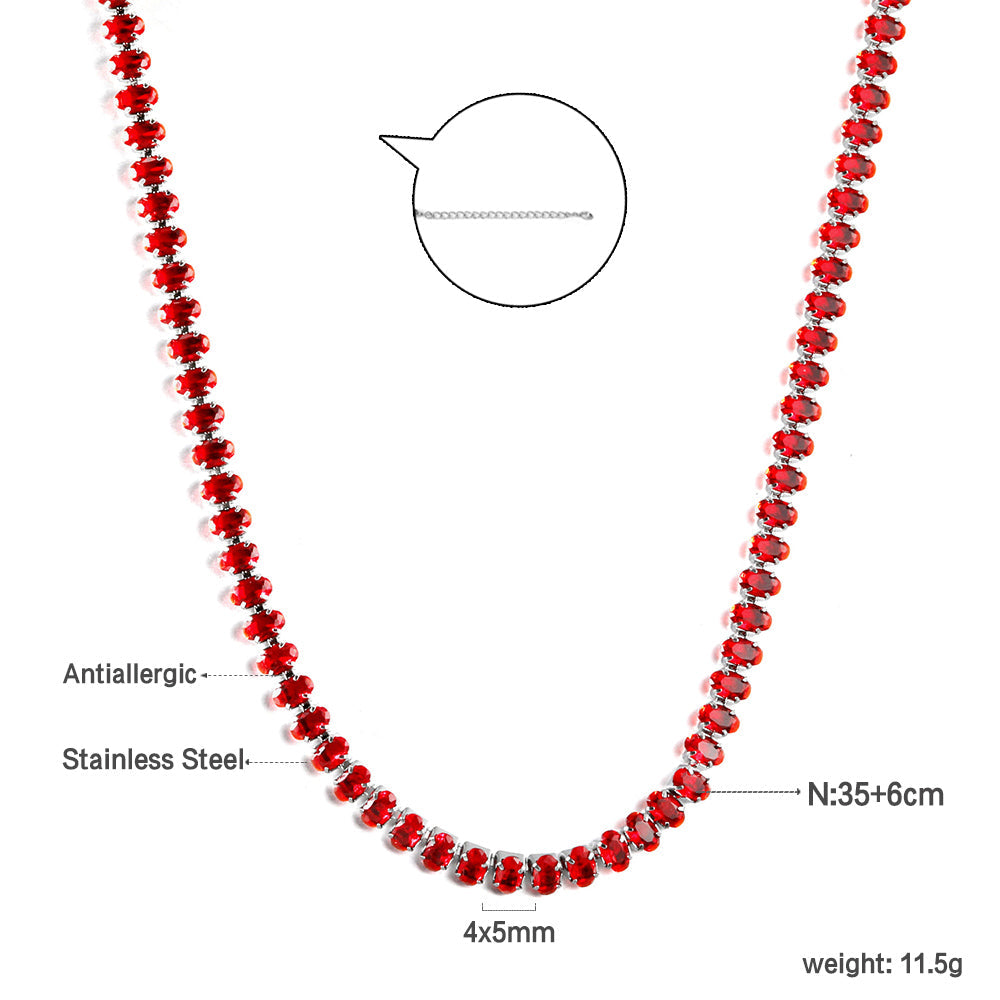 Oval Multicolor Diamond Clasp Necklace