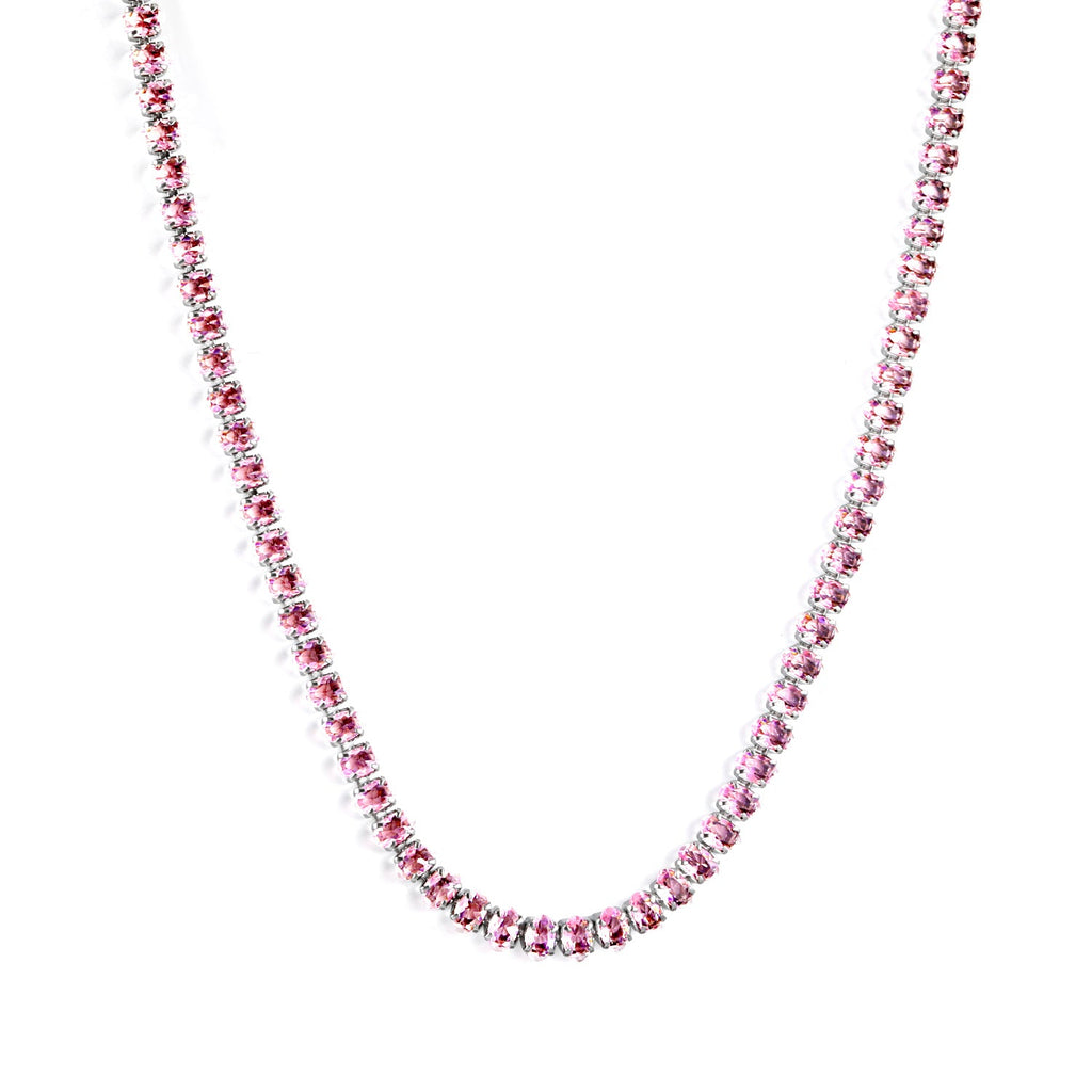 Oval Multicolor Diamond Clasp Necklace
